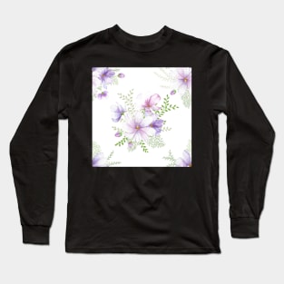 Cosmos flowers spring bouquets watercolor print Long Sleeve T-Shirt